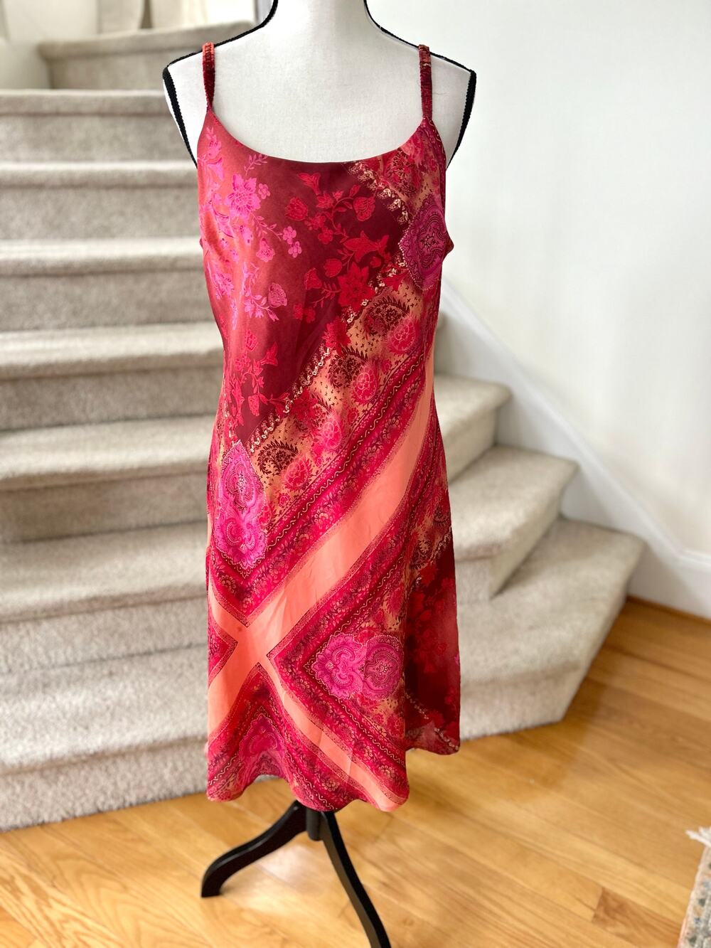 Vintage Y2K Red Floral Paisley Slip Dress Whimsygoth Practical Magic
